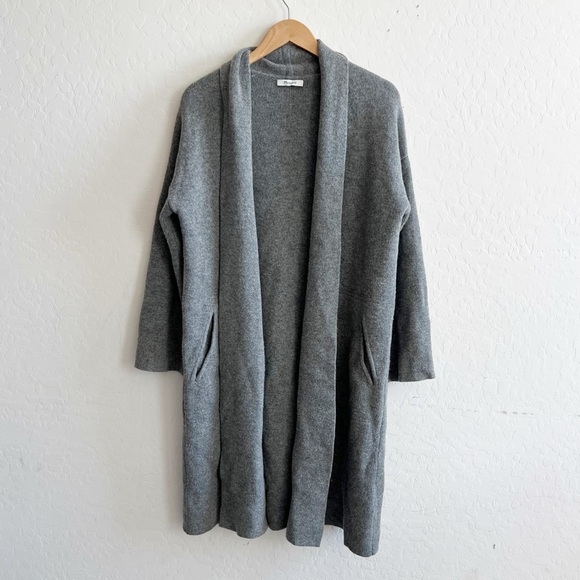 MADEWELL Rivington Shawl Collar Merino Wool Sweater Coat in Grey - Picture 1 of 5
